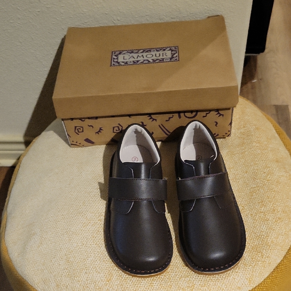 L'Amour Kids Dark Brown Dress Shoes